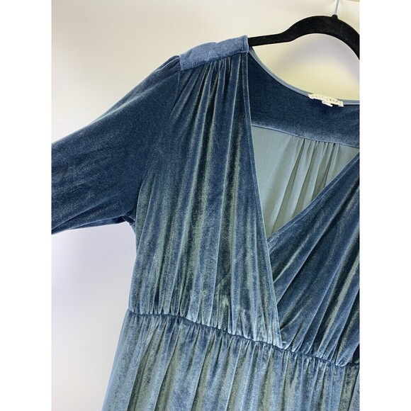 Baltic Born Sofia Velvet Maxi Dress Blue V-Neck 3/4 Sleeve Long Pullover Size XL - Picture 5 of 16